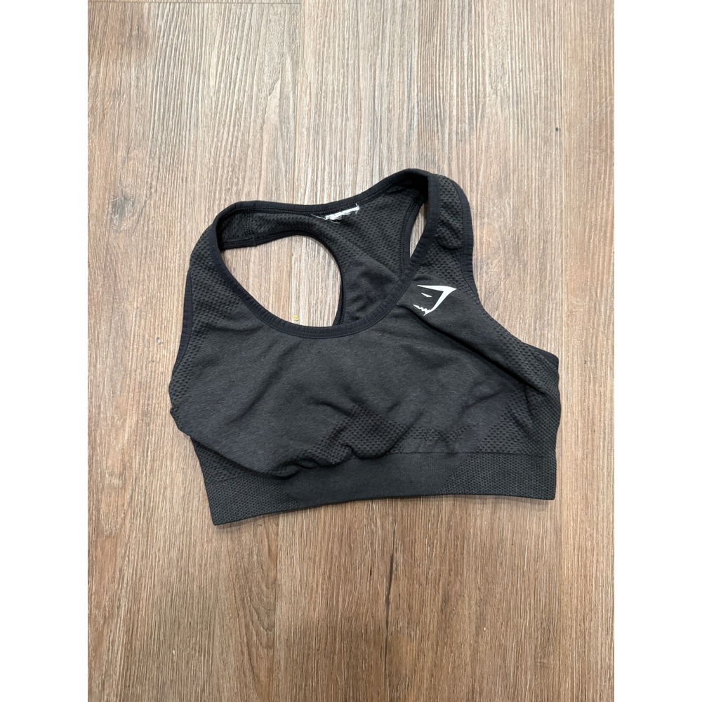 Gymshark Vital‎ Seamless Sports Bra Charcoal Black Marl Racerback Workout Small
